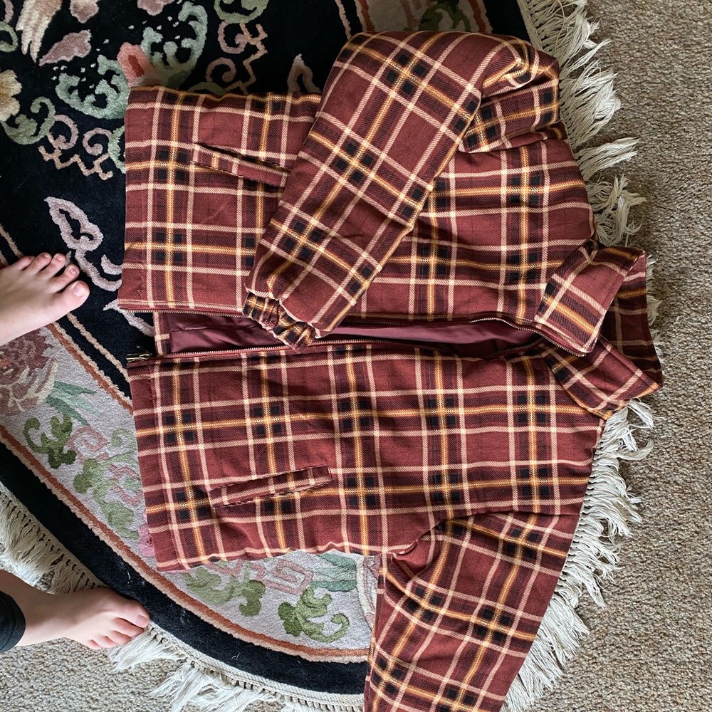 Cute plaid puffy jacket